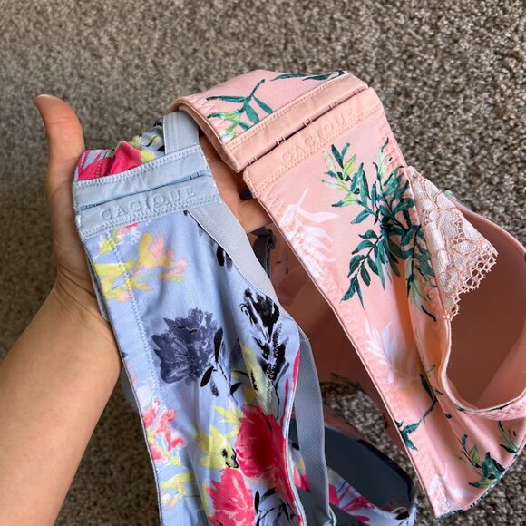 Cacique 42DD Floral T-Shirt & Plunge Bras Set Of 2 - Picture 6 of 10